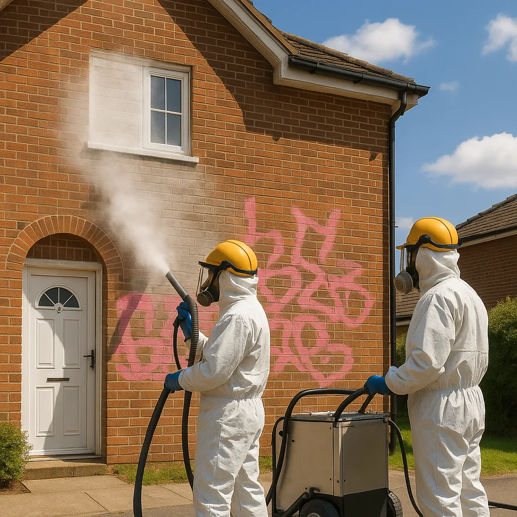 Graffitientfernung mit Trockeneisstrahlen