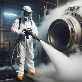 Trockeneisreinigung eines Motors