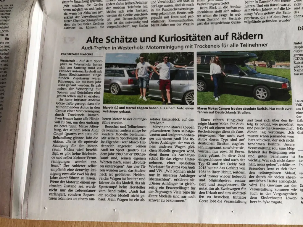 Zeitungsartikel zum Auditreffen 2025 - Mobiler Trockeneisreiniger