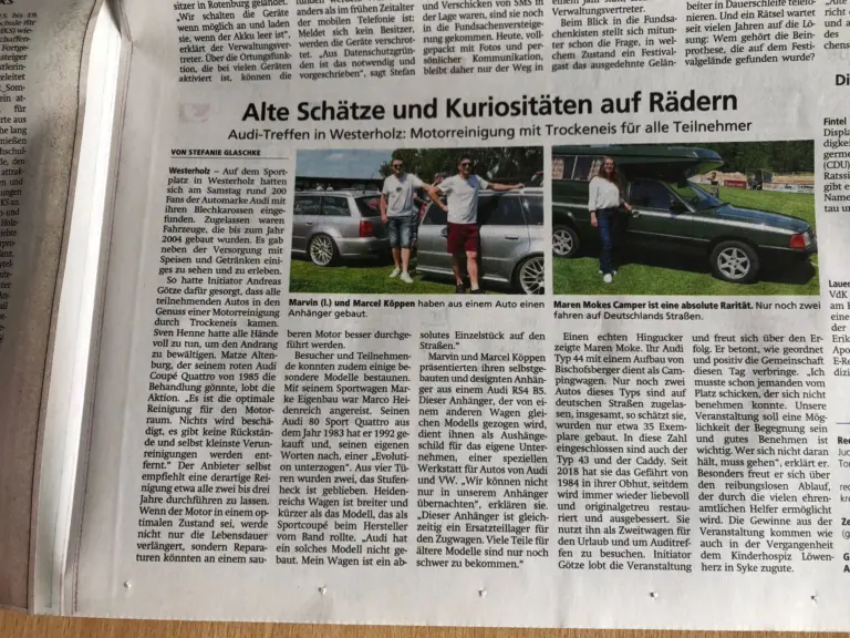 Alte Schätze verdienen die beste Pflege – Motorreinigung mit Trockeneis beim Audi-Treffen in Westerholz